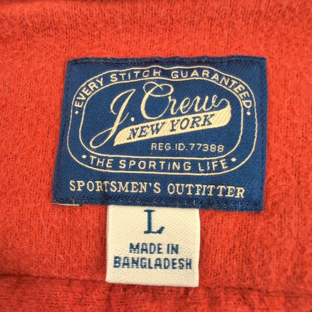 J. Crew Mens Sporting Life Burnt Orange Cotton Shirt Jacket Chamois Large Barn